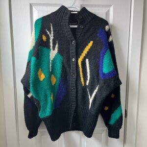 Vintage Macy's Fun Print Sweater Cardigan